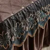 Bed Skirt Luxury Embroidery Bedspread Thicken Plush Quilted Bed Skirt Winter Warm Soft Velvet King Size Bed Cover Not Including Pillowcase 230314