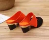 GAI Women Sandals Square Heel Summer Shoes Woman Fashion Slides Cut-out Open Toe Slip on Mothers Sandal Female Bling Slippers 230314