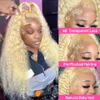 Synthetische pruiken Luvin 613 Honingblonde kleur 13x4 Deep Loose Wave transparant kant frontale remy 13x6 water krullende gekleurde vrouwen menselijk haar 230314