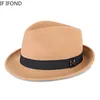 Stingy Brim Hats Men Winter Thick Warm Felt Fedora Hats 100%Wool Gentleman Jazz Cap Homburg Male Classical Narrow Brim Top Hat 230314