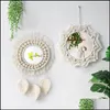 Objets décoratifs Figurines boho rame Miroir rond S décoration de chambre esthétique Mur de suspension pour chambre à coucher décoration maison 220512 DHF5P