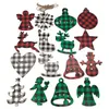 Party Decoration Christmas Red And Black Lattice Pattern Wood Chip Crafts Pendants Home DIY Chips