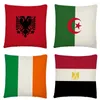 Pillow European Countries Flag Pattern Linen Cover Pillowcase Home Sofa Car Decoration Pillowcase45X45 Cm