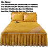 Sängkjol Luxury Golden Plush Bed Post på sängen avtagbar sängkjol Tre stycken Set Winter Thicken Cotton Fitted Sheet Madrass Cover 230314