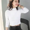 Women's T Shirts Women Spring Autumn T-shirt Skew Collar Long Sleeve Woman's Tops Turtleneck Basic Lady Shirt