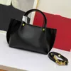 7A Designer Totes Brand Black Handbag Calfskin Small Shopping Bag Metal Logo Chain Trim Long Strap