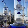 Triple Chamber Bong Hookahs Thick Recycler Bubbler Oil Rigs Smoking Glass Pipe Glass Water Bongs With 14mm Banger