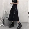 Saias de alta cintura Cargo Mulher Harajuku Loose Aline Pocket Midi Long Black Salia Hip Hop Fashion Streetwear Oversize 230313