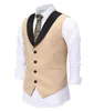 Mens Vests Casual Mens Beige Vest Jacket Slim Fit Prom Burgundy Tuxedos Blazer Champagne Suits Waistcoat For Wedding Man Grooms 230313