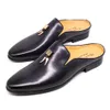 Style italien hommes pantoufles en cuir de vache véritable mocassins casual extérieur demi pantoufles respirant Mules peu profondes chaussures plates pour hommes