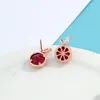 Stud Earrings Fashion Jewelry Design Exquisite Lemon Fruit Compact For Women Cubic Zircon ZC Temperament