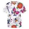 T-shirts pour hommes Fleurs Papillon Libellule Insecte 3D Impression T-shirt Hommes/Femmes À Manches Courtes Harajuku Vêtements 2023 Été Confortable Hauts