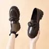 Отсуть обувь высококачественные женские насосы модные бахново мягкая подлинная кожаная черная коренашка на низких каблуках.