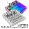 Macropad with Knob 15 Key 3 Encodes Crystal Switch Ice Axis Transparent Key cap Acrylic Programmable Mechanical Macro Keypad