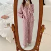 Vêtements de nuit pour femmes Vêtements de nuit en coton Pyjamas coréens femmes automne mignon coeur imprimé Pyjamas à manches longues Pijama femme ensemble déshabillé Cardigan costume 230314