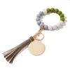 Keychains Wood Colorful Silicone Beaded Armband Keychain Tassel Pendant Keyring For Women Jewelry Accessories Miri22