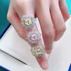 Brand Designer Women S925 STERLING Silver Rings Women Fashion Rose Yellow Diamond Ring Europe