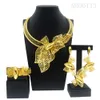 Jóias de casamento Colar para mulheres Dubai Gold Tone Jewelry Conjunto de joias com 24k Brincos originais Anéis Bracelets Presentes de casamento Nigeria 230313