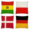 Pillow European Countries Flag Pattern Linen Cover Pillowcase Home Sofa Car Decoration Pillowcase45X45 Cm