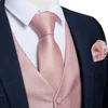 Mens Vests Brand Fashion Pink Stied Tie Set для мужчин жених шелковое платье для свадебного банкет вечеринки мужчина в жилеле