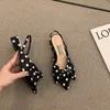 Gai Bow Summer Pointed Low Heel Women Fashion Baotou Thin Strap Sandals High Heels Sandalias de Mujer 230314 GAI