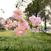 100 cm faux arbre de fleur de cerisier 4 fourchette Sakura branche fleur artificielle soie mariage fond décoration murale fleurs RRA