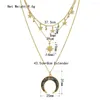 Anhänger Halsketten Sommer Böhmischen Stern Mond Mehrschichtige Halskette Frauen Choker Vintage Crescent Geometrische Collier Collares