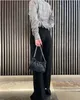 Piccola borsa a tracolla in pelle con catena Borsa da donna con pochette di design bianco nero bianco
