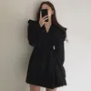 Abiti casual Vestidos De Mujer Primavera Vintage V Cross Ruffle Lace Up Waist Flare Sleeve Short Dress Women High Robe Mini