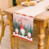 Table Cloth Christmas Santa Linen Runner Decoration 2023 Home Xmas Washable Tablecloth Party Cover