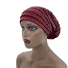 Bandanas Durag Candy Color Ladies Head Wraps Muslim Hijab Bonnets Fashion Headboning Trending Elastic Full Body Pleated Turban Cap for Women 230314