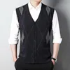 Men s Vests Business Casual Outer Wear Warm Sleeveless Cardigan Knitted Sweater Vest Tops 230313