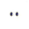 Stud Earrings French Girl Retro Royal Blue Spike Ear Studs Earholes For Girls