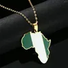 Pendant Necklaces Enamel Africa & Nigeria Map Gold Color Nigerian Flag Jewelry Gift