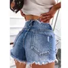 Kvinnors korta shorts avslappnad för modekläder denim solid Vetement Femme Sweatshorts Sexy Ropa Mujer 230314