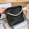 French Pearl Portable Women Crossbody Designer Bag Tote Gold Coin Letter Multi Chain Leather Matelasse Vintage Shopping Shoulder Bag Luxury Handbag Pochette 25CM