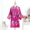 Women's Sleepwear Brand Designer Women's Summer Lounge Robe Lady Sexig hemklänning Satin Kimono Nightgown Loose Bathrobe D124-010