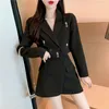 Work Dresses Women Set Suit Blazer Skirt Black Solid Color Spring Autumn Fashion Elegant Jacket High Waist Skirts Two-piece Office Lady