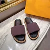 Damen-Hausschuhe, Pool-Kissen-Slipper, flache Herren-Sandalen, Nylon-Daunenriemen, Komfort-Pantoletten, Sunset, gepolsterte Gummi-Plateau-Sandalen, Leder-Slide-Sandale mit Box