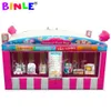 Magasin de friandises de carnaval gonflable géant rose/stand de concession/stand de crème glacée au pop-corn avec ventilateur