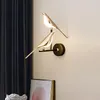 Wall Lamp Golden Postmodern Minimalist Living Room Bird Background LED Light Luxury Creative Bedroom El Bedside Lighting