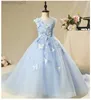 Robes de fille Robe de Noël pour filles de luxe pour mariage et robe de soirée Robe de princesse de la Sainte Communion Appliques élégantes Flower Girl Prom Come W0314