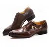 Luxus-Leder-Herren-Kleiderschuhe für Büro, Business, Hochzeit, formelle Schuhe, braun, schwarz, Schnürung, Schnalle, spitzer Zehenbereich, Oxford-Schuhe für Herren