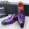Lyx män klänning kausala skor äkta lädermärke krokodiltryck tofsar loafers glid på kontor bröllop mäns formella skor