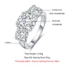 Pierścienie ślubne anujewel 5ct Total D kolor trzy kamienne pierścionek zaręczynowy 925 Pierścienie srebrne 18k złota biżuteria hurtowa 230313
