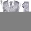 Mens Vesten zilvergrijs zwart zijden heren Vest Tie set verstelbaar jacquard westerse vestjack jasje stroping hanky manchetknopen bruiloftsbedrijf 230313