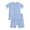 Set di vestiti per bambini Set di magliette per neonato/ragazza in fibra di bambù Pantaloncini Abbigliamento estivo Tuta da bambino in cotone Set di vestiti per bambini