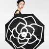 Umbrellas Vintage Luxury Brand Camellia Woman Umbrella Sunscreen Travel Wind Resistant Girl Female Parasol 3 Folding Outdoor Men Paraguas 230314