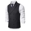 Mens Vests Gilet hommes Double boutonnage costume gilets hommes hommes sans manches costume gilet gilet Vintage formel Blazers gilet pour mariage chaleco 230313