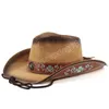 Vintage Straw Hat Western Cowboy Hat Spring Summer Panama Sun Hats Retro Elegant Cowgirl Jazz Cap Sombrero Hombre